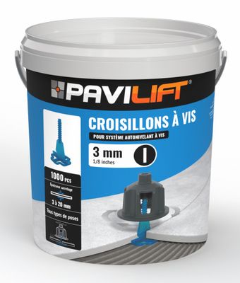 Croisillons de carrelage autonivelants en I 3 mm bleu seau de 1000 PAVILIFT