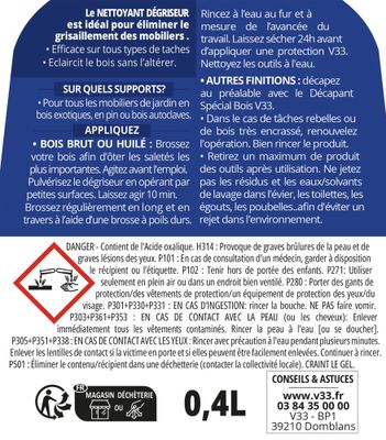 Dégriseur pour mobilier en bois 400 mL - V33