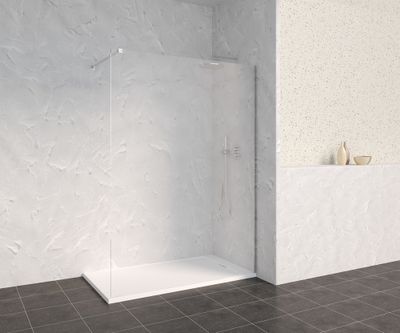 Paroi de douche à l'italienne 140x200 cm profilé chrome verre transparent 8 mm Signature - OCEA