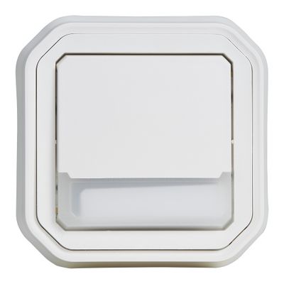 Bouton poussoir inverseur étanche IP55 lumineux + porte-étiquette encastrable Blanc - Plexo LEGRAND