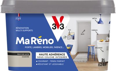 Peinture de rénovation multi- V33supports MaRéno chanvre finition satinée 2 L - V33