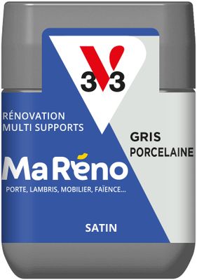 Peinture de rénovation multi- V33supports MaRéno gris porcelaine finition satinée 75 mL - V33