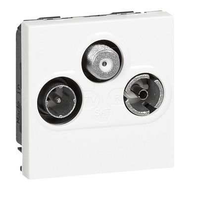 Prise TV, radio et satellite encastrable 2 modules Blanc - Mosaic LEGRAND