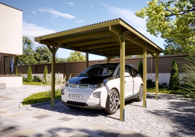 Carport simple -  606 Imprégné - 297 x 115 cm - toit PVC Livraison gratuite domicile WEKA