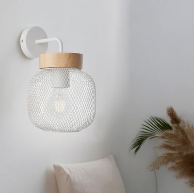 Applique murale GIADA E27 40W blanc et bois - BRILLIANT