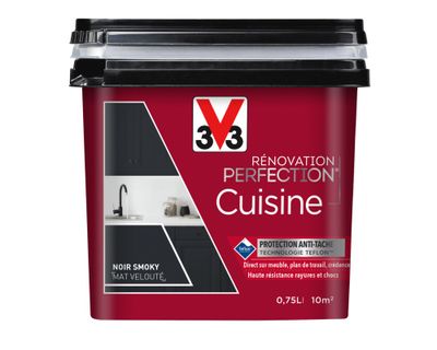 Peinture de rénovation pour cuisine noir smoky finition mate 0,75 L - V33