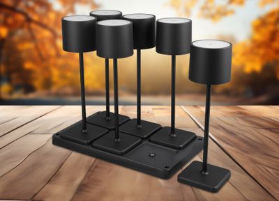 Lampes à poser extérieur rechargeables LED Fernandez NOIR IP54 130 lumens blanc variable CCT par 6 - REALITY