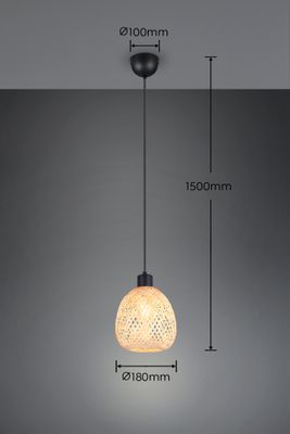 Suspension E27 Amelie bambou naturel 10W - CASALUM