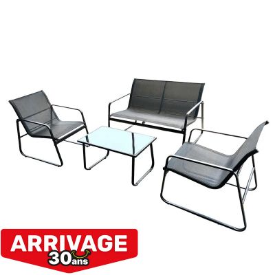 Salon de jardin LÉA acier graphite 4 places