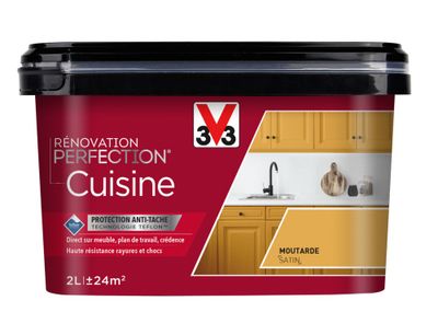 Peinture de rénovation pour cuisine moutarde finition satinée 2L - V33