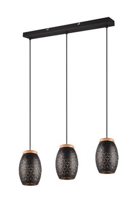 Suspension E27 Bidar noir et or 3x28W - REALITY