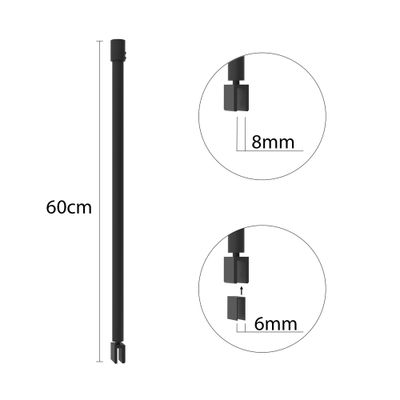 Barre de fixation murale 60 cm verticale noire pour paroi de douche - OCEA