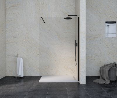 Paroi de douche à l'italienne 120x195 cm profilé noir verre transparent 6 mm Serenity - OCEA