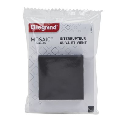 Interrupteur ou va-et-vient Easy LED 2 modules 10 A finition noire mat Mosaic LEGRAND