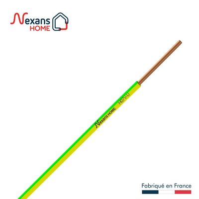 Fil électrique H07V-U 2,5 mm² rigide vert/jaune 10 m - NEXANS
