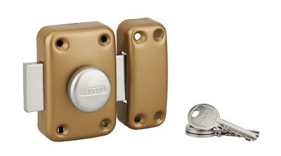 Verrou de porte d'entrée Apache à bouton et cylindre 35 mm doré 3 clés THIRARD