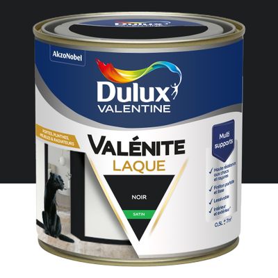 Peinture Boiseries Laque Acrylique Valénite Noir Satin 0,5 L - DULUX VALENTINE