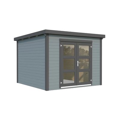 Abri de jardin en bois peint gris anthracite Lydia - ép.28 mm - 9,2 m² hors-tout - Livraison à domicile incluse - WHITE WOOD