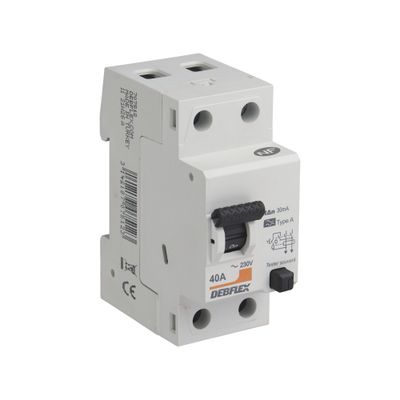Interrupteur différentiel type A 40A 30mA 2 pôles bornes à vis - DEBFLEX