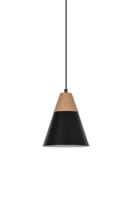 Suspension Sofia métal noir et bois E27 Ø 20 cm- COREP