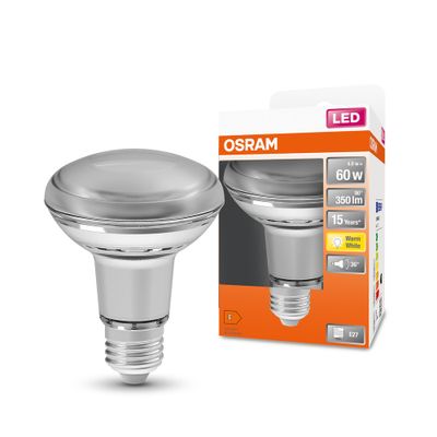 Ampoule LED E27 R80 4.3 W = 345 lumens blanc chaud OSRAM