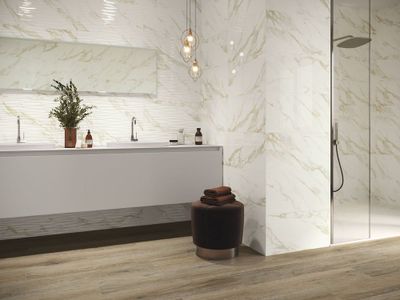Faïence blanche murale intérieur effet marbre doré ADAGGIO ép 9 mm 30 x 60 cm rectifié paquet de 1,26 m² BALDOCER