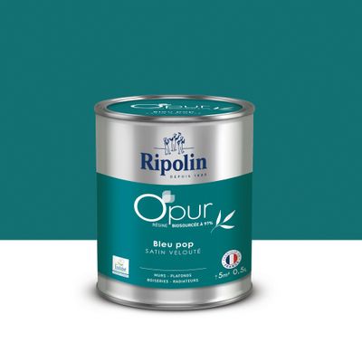 Peinture O'PUR mur & boiserie Bleu Pop satin 0,5 L - RIPOLIN