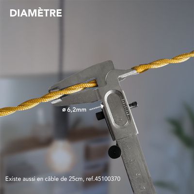 Câble électrique tissu torsadé doré 3m - TIBELEC