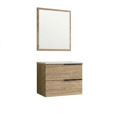 Meuble de salle de bains Reign + vasque centrée 2 tiroirs 60 x 48 x 46 cm bois mélaminé chêne clair - EGORE