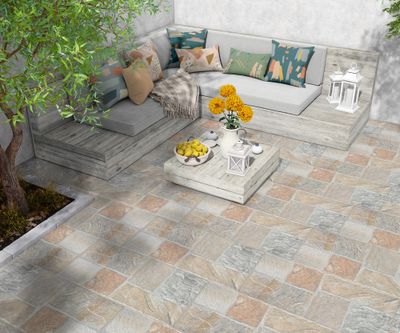 Carrelage de sol extérieur effet pierre gris AIA ép 7,4 mm 31 x 61,8 cm paquet de 1,35 m² CERAM INDUSTRIE