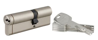 Cylindre de serrure double entrée 40 x 60 mm Transit 1 haute sécurité  nickelé 4 clés THIRARD