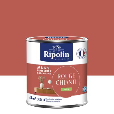 Peinture murs, boiseries et radiateurs rouge chianti satin 0,5 L - RIPOLIN