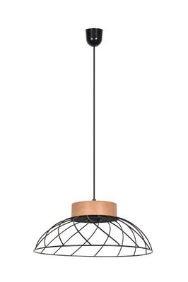 Suspension Kento métal noir et bois E27 Ø 38 cm- COREP