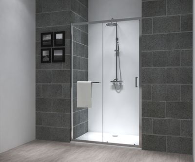 Porte de douche coulissante 100x195 cm profilé chrome verre transparent 6 mm Serenity - OCEA