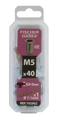 Écrous à sertir tête plate M5 - FISCHER DAREX