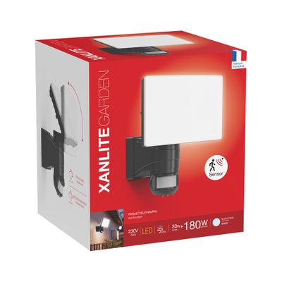 Projecteur extérieur LED détecteur de mouvements noir 3000 lumens lumière du jour - XANLITE