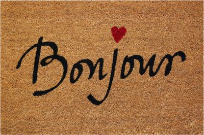 Tapis coco texte bonjour coeur 40 x 60 cm - ID HOME