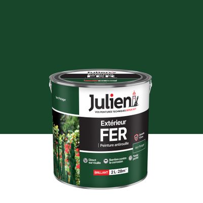 Peinture fer antirouille vert potager brillant 2 L - JULIEN
