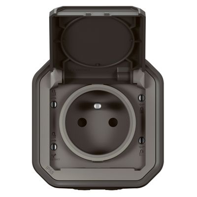 Prise électrique étanche IP55 en saillie 2 pôles + terre Anthracite - Plexo LEGRAND