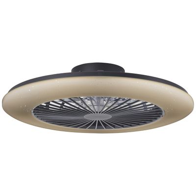 Ventilateur de plafond silencieux LED multicolore + télécommande Noir Ø58,5cm - Salerno XL BRILLIANT