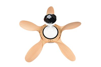 Ventilateur de plafond avec lumière LED + télécommande Blanc/bois Ø108cm - Flen REALITY