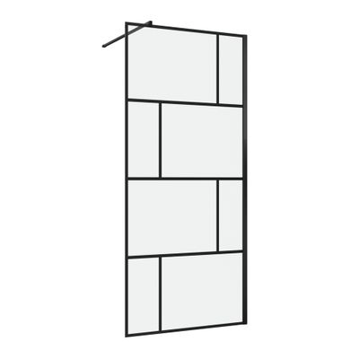 Paroi de douche à l'italienne 90x195 cm profilé noir verre transparent 5 mm Bricks - AURLANE