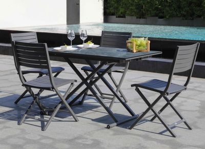 Chaise de jardin pliante LUCCA aluminium graphite lot de 2, Livraison à domicile incluse - PROLOISIRS
