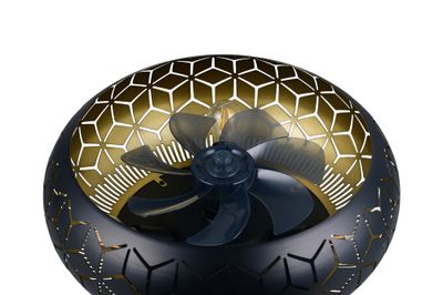 Ventilateur de plafond design 3xE27 + télécommande Noir/Or Ø50cm - Bidar REALITY