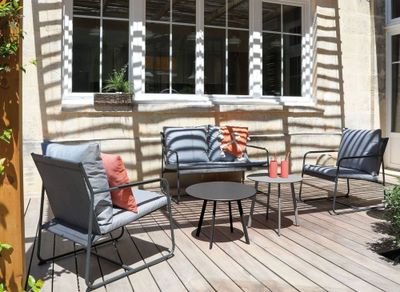 Salon de jardin Bali 4 personnes en acier grey/gris PROLOISIRS Livraison à domicile incluse