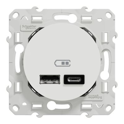 Double prise USB C et USB A blanc - Odace 2011 SCHNEIDER ELECTRIC