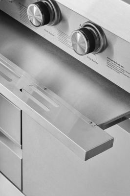 Cuisine d'extérieure ATHENES inox avec évier, réfrigérateur, plan de travail et barbecue - BRASERO