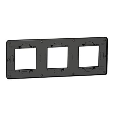 Plaque de finition 3 postes chocolat/ anthracite - Unica studio SCHNEIDER ELECTRIC