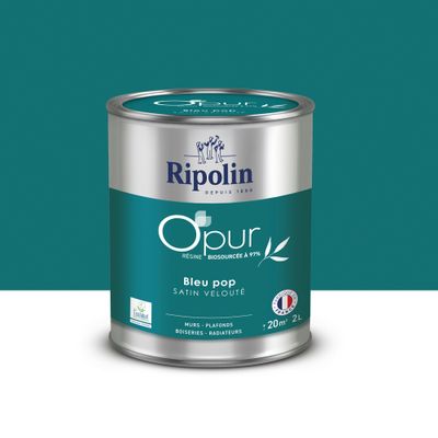 Peinture O'PUR Satin BLEU POP 2 L - RIPOLIN