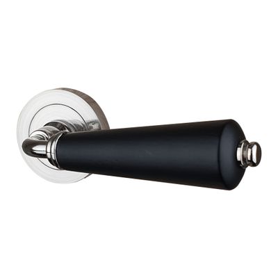 Poignées de porte sur rosaces rondes sans trou Honfleur laqué noir ALPERTEC